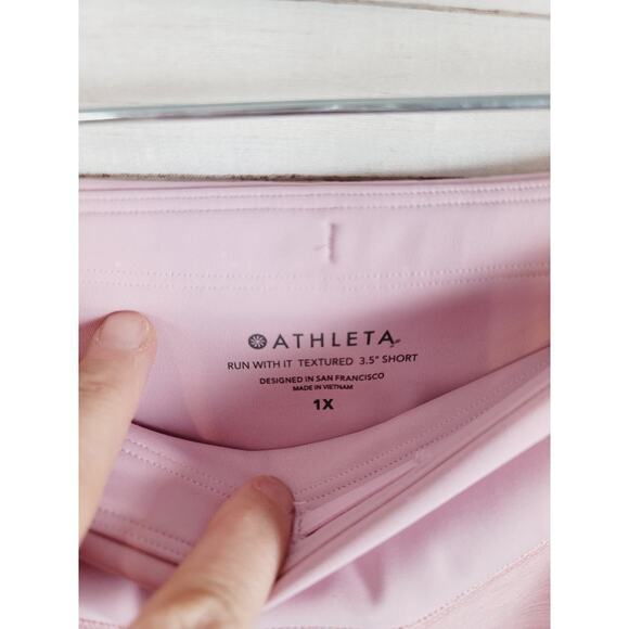 Athleta Run With It Textured 3.5" Short Space Dye Begonia Pink, sz 1x - Picture 5 of 12